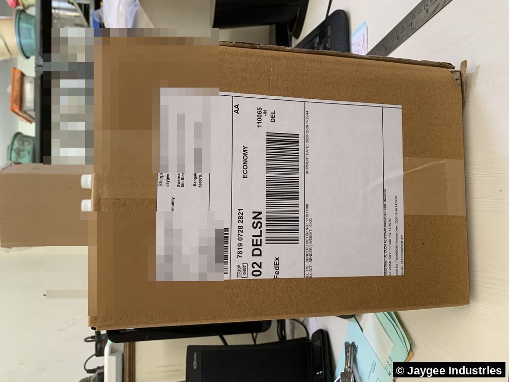 Incense order boxed and dispatched FedEx Economy to a business in New Delhi