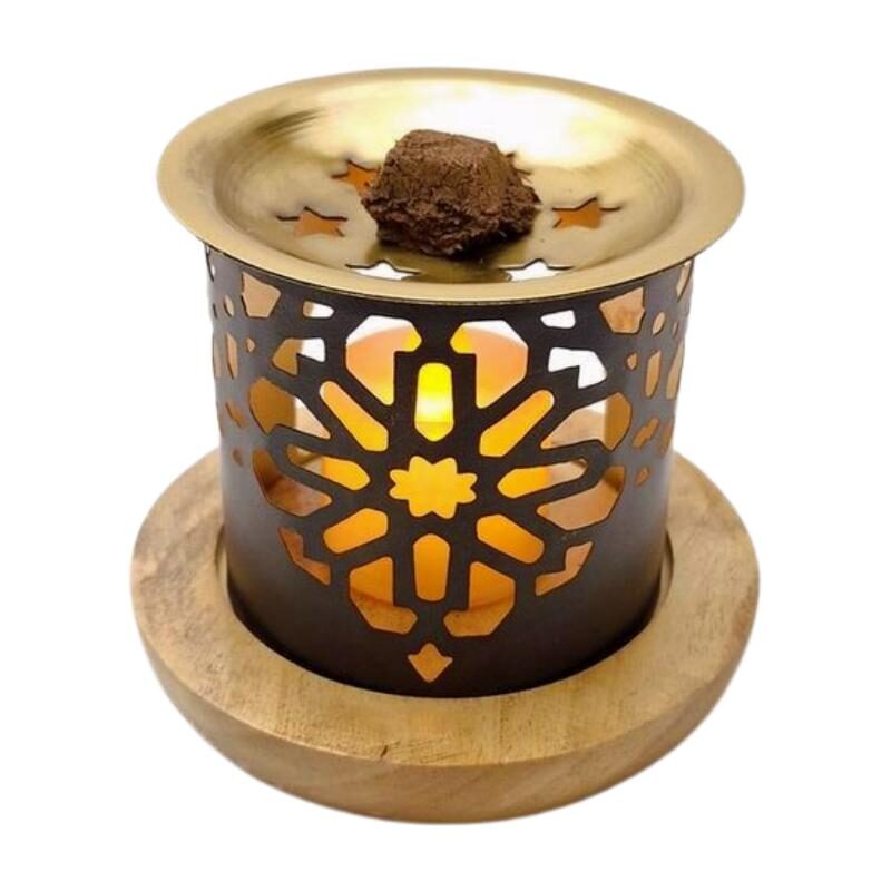 Daoudh Bakhoor Burner Geometric design — lit