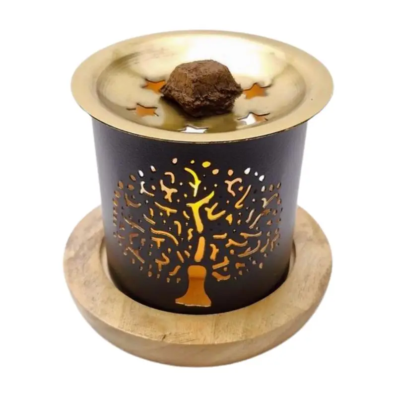 Daoudh Bakhoor Burner Tree of Life design — lit