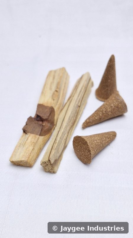 Palo Santo sticks alongside handmade cones