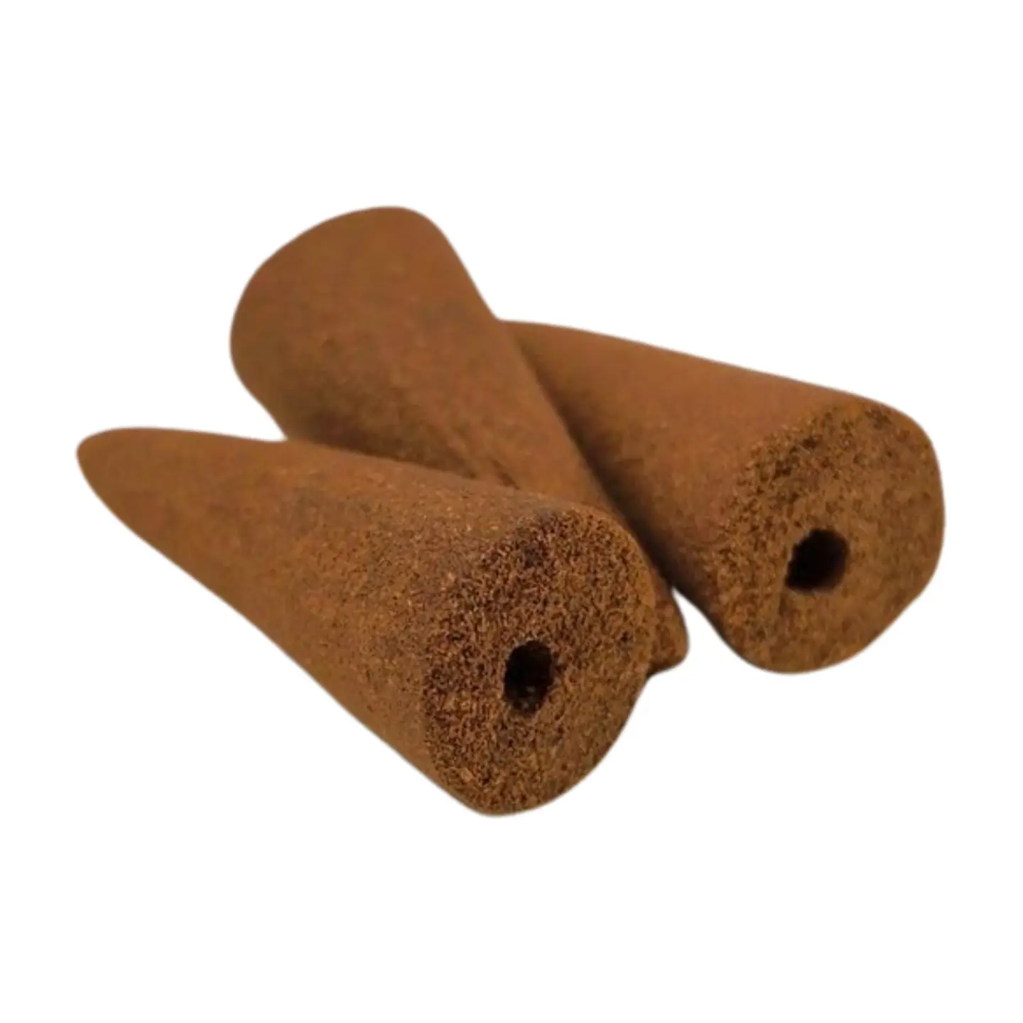 Jaygee Masala Backflow Cones close-up — the hollow channel at the base directs smoke downward