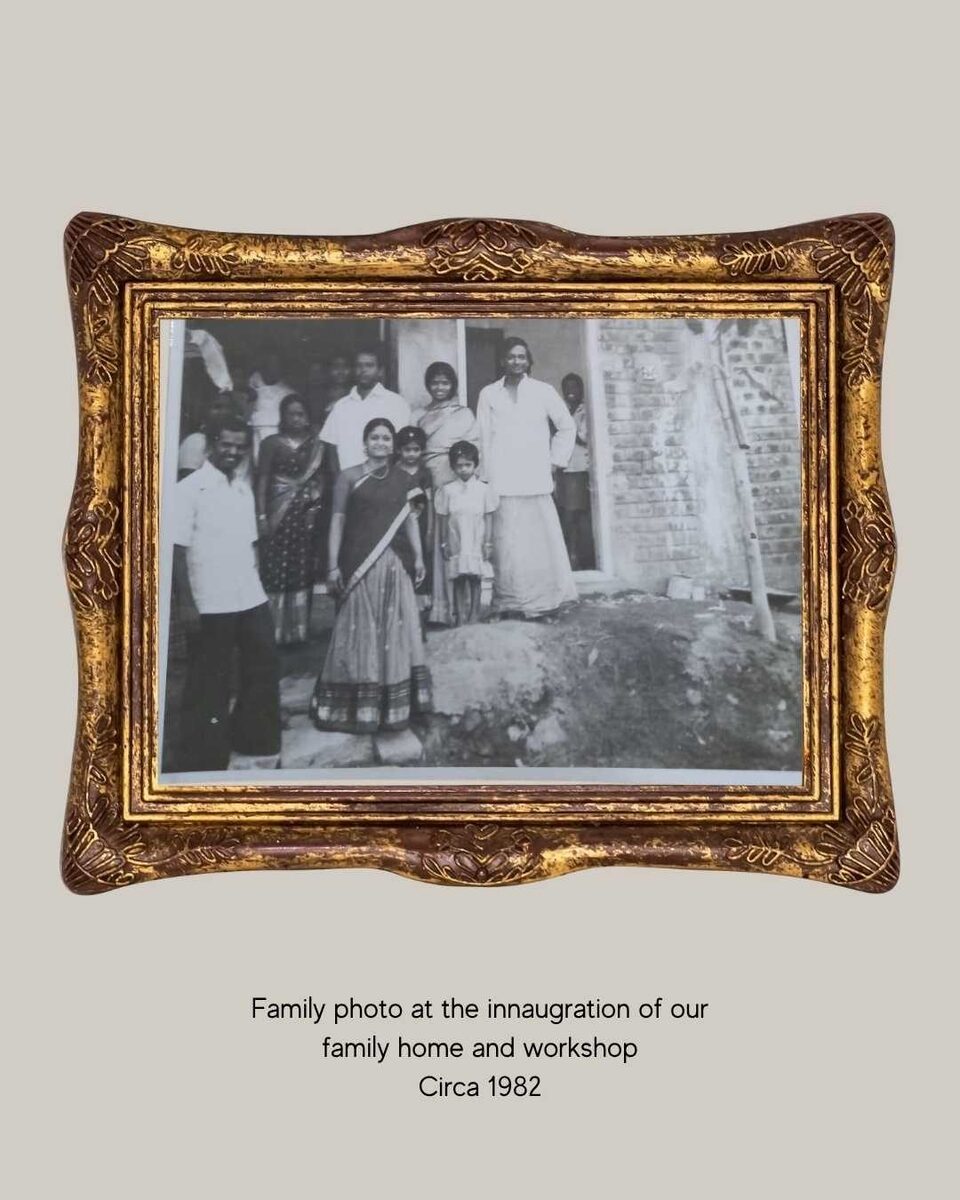 Family photo at the inauguration of the Jaygee family home and workshop, Circa 1982